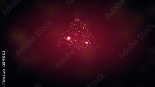 Golden and crimson particle spiral forming a holiday Christmas tree