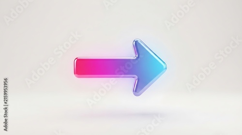 3D gradient arrow pointing right with vibrant pink and blue colors on light background