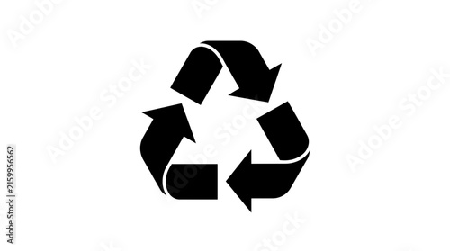 Black recycle symbol isolated on white background depicting environmental awareness and sustainable waste management practices concept