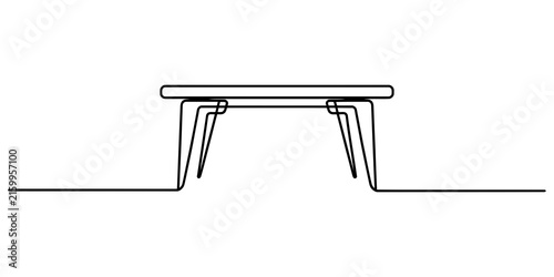 Continuous line drawing of a wooden table