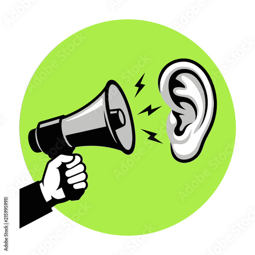 фотографія Megaphone speaking to ear communication concept