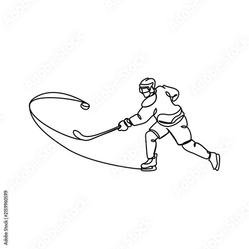 Photography Field Hockey Player in Minimalist Line Art Action Illustration,  continuous line