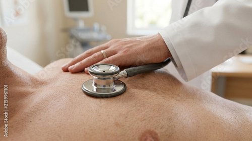 Doctor Stethoscoping Patient Chest - Medical Examination Close-Up