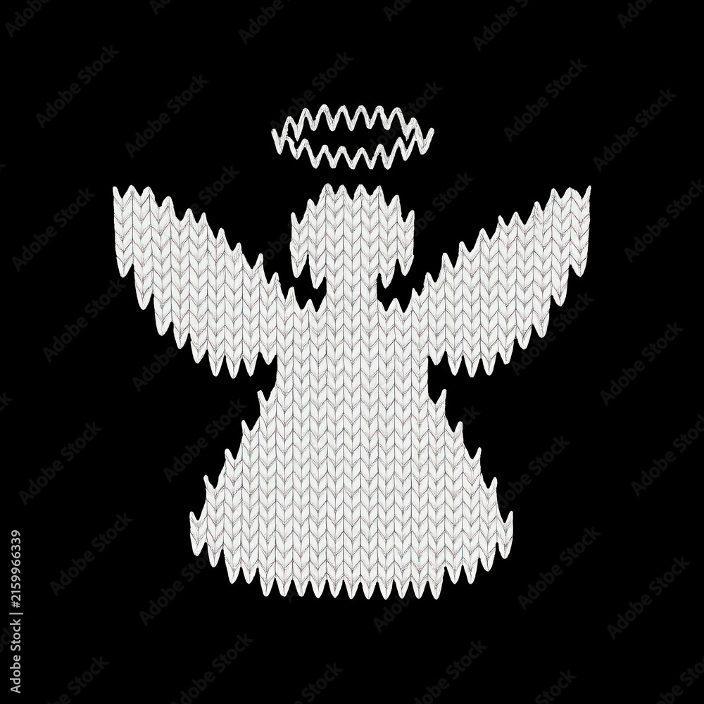 Naklejka premium Knitted angel silhouette design.