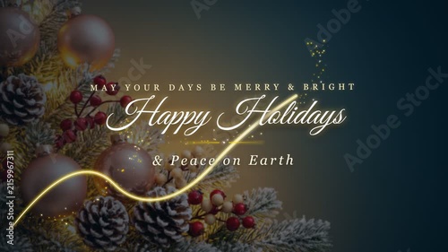 Glowing golden light trail revealing Happy Holidays greeting message