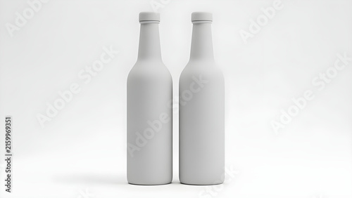 Two Blank Matte White Bottles Mockup for Branding and Packaging Design Presentations