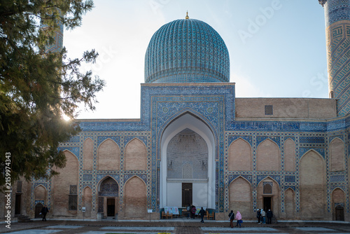 Canvas Print Gur-e-Amir Mausoleum Exterior Facade Blue Dome Tiled Iwan