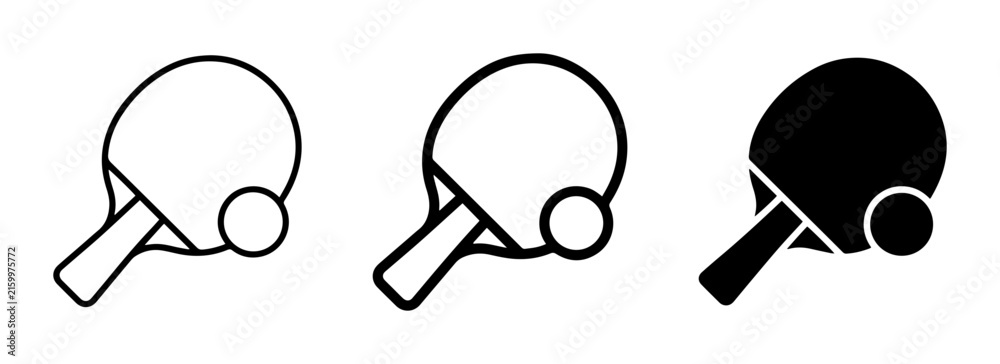 Fototapeta premium Ping Pong Paddle and Ball Icons, Table Tennis Equipment Graphics