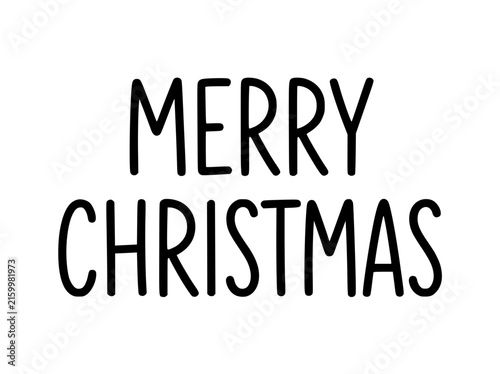 Merry Christmas handwritten lettering vector, minimalist black holiday typography, festive seasonal greeting text for cards and decor