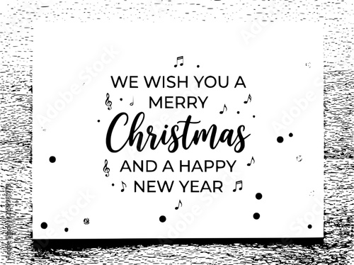 Foto Minimalist Christmas greeting card vector, We Wish You a Merry Christmas and a H