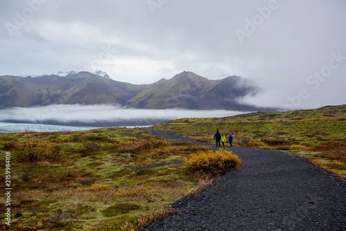 Beautiful aerial view of the nature in Skaftafell Glacier national park on a gorgeous autumn day in Iceland