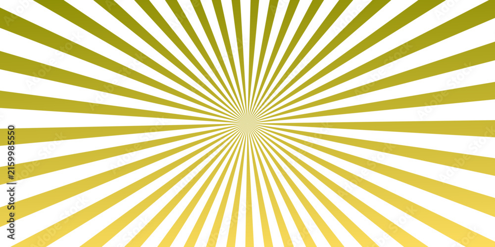 Obraz premium Golden sunburst radiating outward, creating a vibrant and energetic visual effect with yellow and white stripes converging towards a central point.