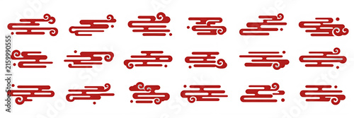 Red oriental cloud patterns in flat traditional asian style for chinese spring festival decorations lunar new year graphics and cultural greeting card designs.