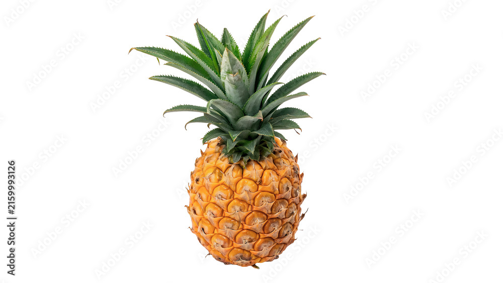 Fototapeta premium Whole fresh sweet organic tropical pineapple fruit isolated on transparent background