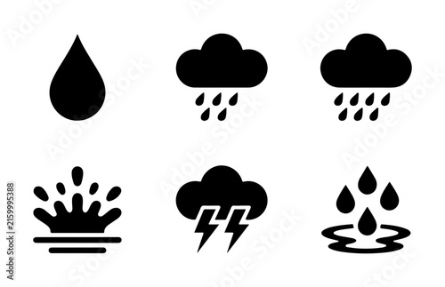Quadro su tela Weather forecast icon collection with storm and rain elements on transparent background art