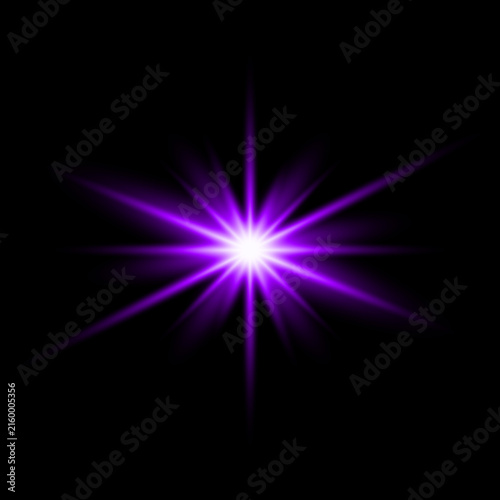 Bild auf Leinwand A vibrant and dynamic purple lens flare effect against a stark black background