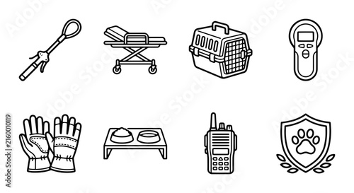 Medical and pet care icons outline solid styles, UI and web interface.