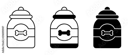 Dog food container with bone icon outline solid styles, UI and web interface.