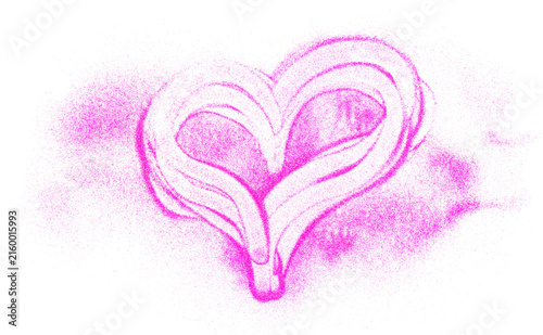 Pink glitter in shape heart isolated on white background and texture, clipping path, design element