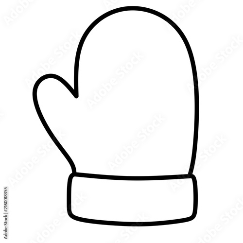 Winter mitten outline vector illustration