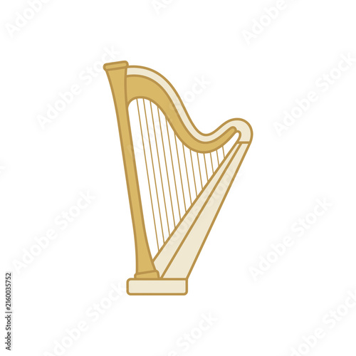 Classical harp musical instrument icon.