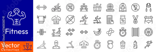 fitnes line icon set
