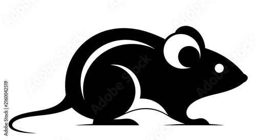 Minimalist black mouse silhouette icon for vector branding elements, sticker designs, and animal