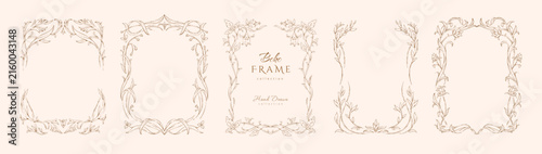 Set of boho frames and design elements,. Retro for invitation save the date card. Hand drawn shapes, vector illustration.