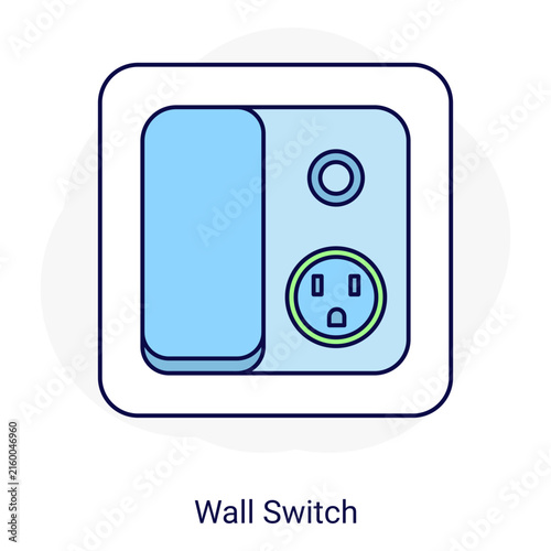 Combination Light Switch Socket Outline Icon for Wall Electrical Design