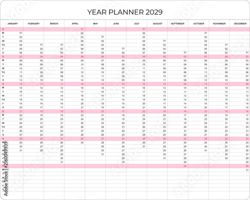 annual planner yearly calendar in minimal graphic template for organizer.
