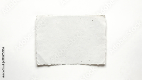 Blank handmade deckle edge paper isolated on white background