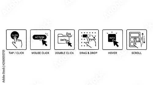 Modern flat icon set with geometric shapes featuring arrows, circles, squares, and triangles with clean lines and minimalist design