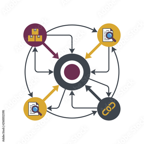 Centralized logistics distribution flow chart icon