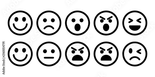 фотографія Extensive collection of outlined emotive face icons depicting varied human reactions for interface