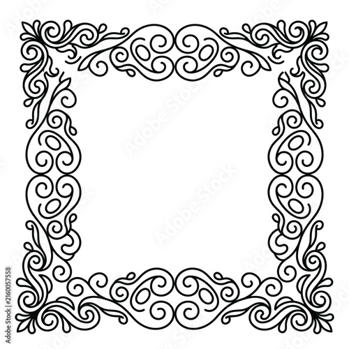 Bold curvilinear floral square border illustration