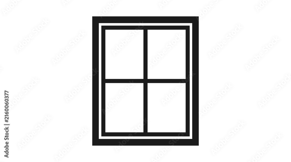 Fototapeta premium Simple four pane window frame icon.