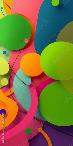 Shapes and lines in a chaotic yet harmonious arrangement, evoking a sense of movement and depth, abstract,  lines