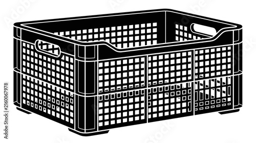 Plastic Storage Crate Vector Illustration