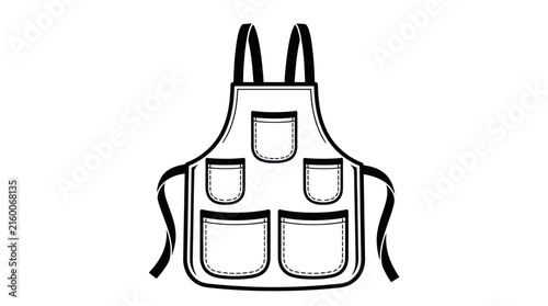 Kitchen Apron with Pockets Vector Illustration