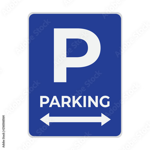 Konstfotografi Parking directional sign, blue bidirectional parking zone vector icon