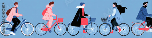 Dibujo de personas montando en bicicleta