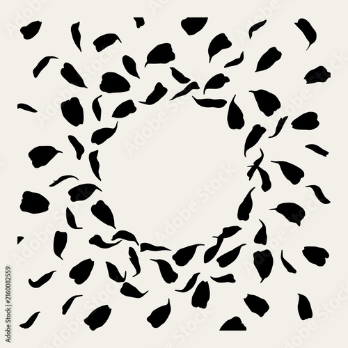 Falling petals circular pattern for wedding or funeral decorative framing.