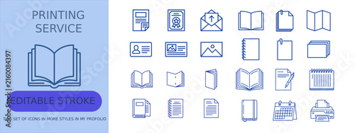 Canvastavla Book Printing and Publishing Icon Set, Brochure, Catalog, Flyer, Envelope, Lette