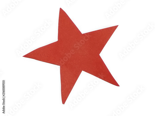 Foto Red star shaped paper cutout isolated on white background