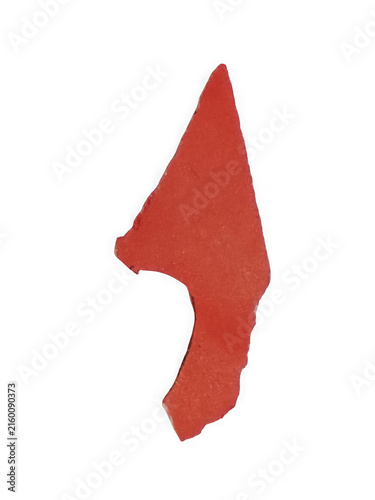 Single red paper shard isolated on transparent background