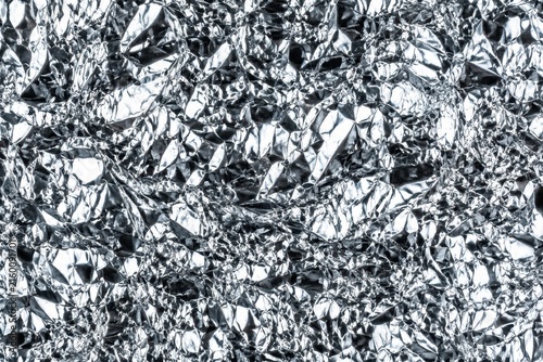 Obraz na płótnie Crumpled silver aluminium foil texture with sharp highlights