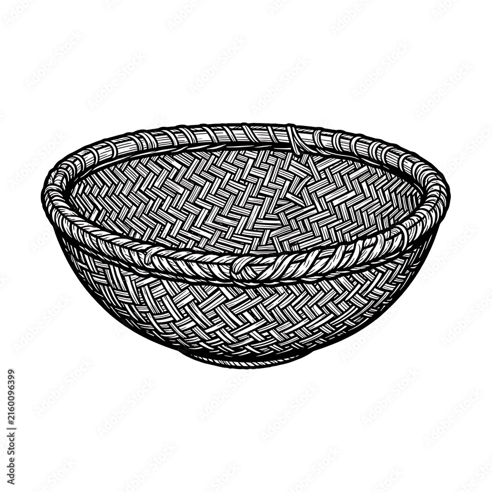 Handwoven wicker basket isolated on white background for rustic home decor and storage solutions