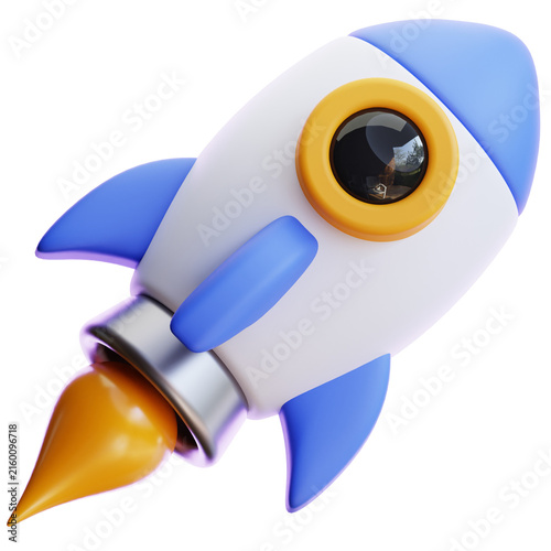 3D Rocket Icon for Business and Technology