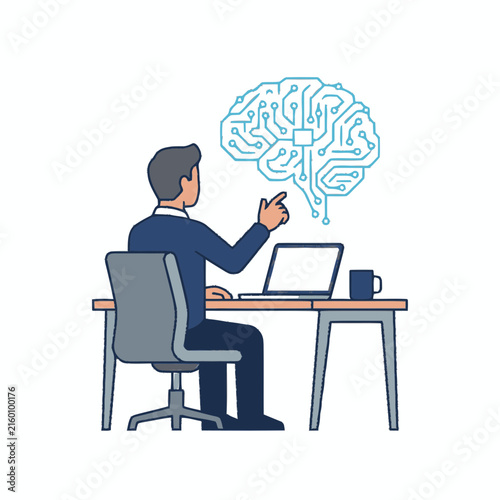 Artificial Intelligence and Digital Technology Concept with Business Professional