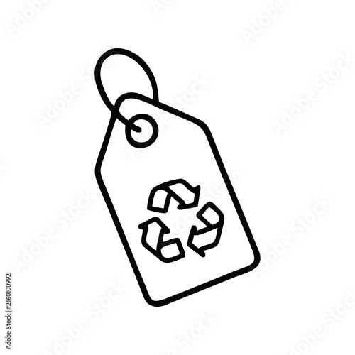 Minimalist Line Art Recycled Clothing Tag Recycling Symbol Sustainable Fashion Icon for Eco Design Assets PNG
